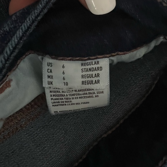American Eagle, Size 6, Dark Blue Jeans with rips, High-Rise, Super Stretch X - Picture 6 of 6